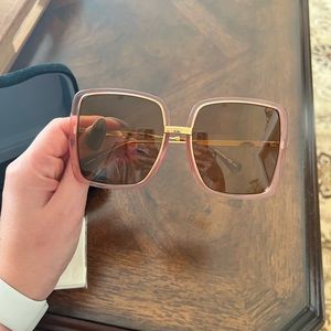 Gucci 60mm Oversized Square Sunglasses in pink & gold - LIKE NEW